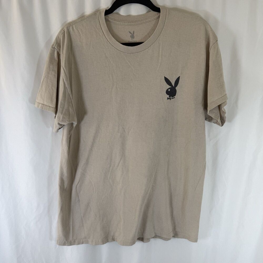 Playboy T Shirt Men's Large Solid Brown Short Sleeve Crew Neck Cotton Pullover